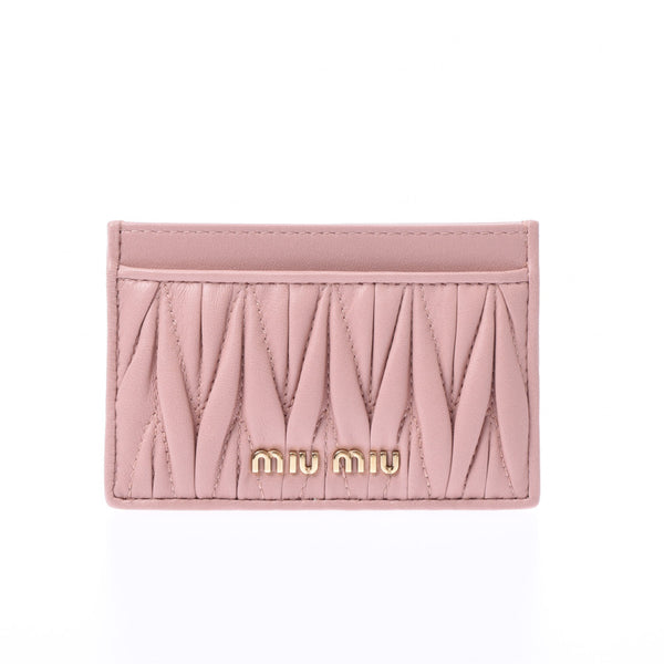 MIUMIU Miu Miu Materase Pass Case粉色5MC208女士皮革卡夹未使用的Ginzo