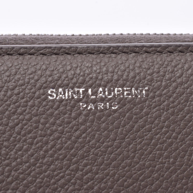 SAINT LAURENT サンローラン リヴゴーシュ コンパクトウォレット グレー ユニセックス レザー 二つ折り財布 Aランク 中古 銀蔵