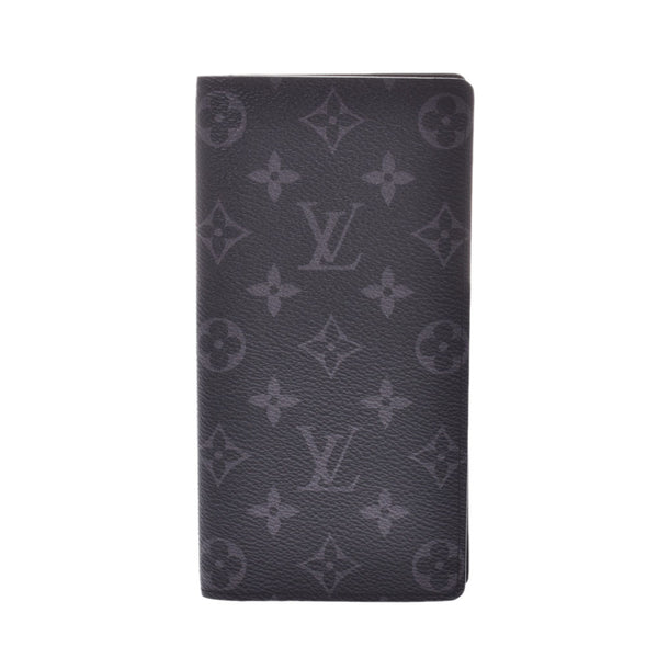 LOUIS VUITTON Louis Vuitton Monogram Eclipse Portofeuil Broza Black/Gray M61697 Men's Long Wallet A Rank Used Ginzo