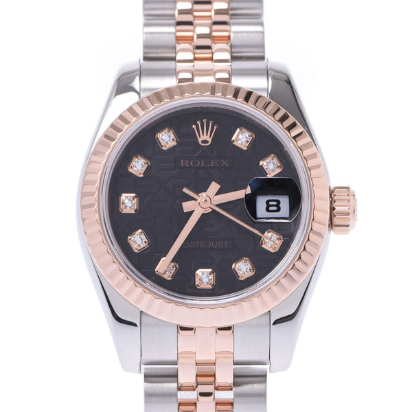 ROLEX Rolex Datejust 10P Diamond 179171G Ladies PG/SS Watch Automatic winding Black Computer Dial A Rank Used Ginzo