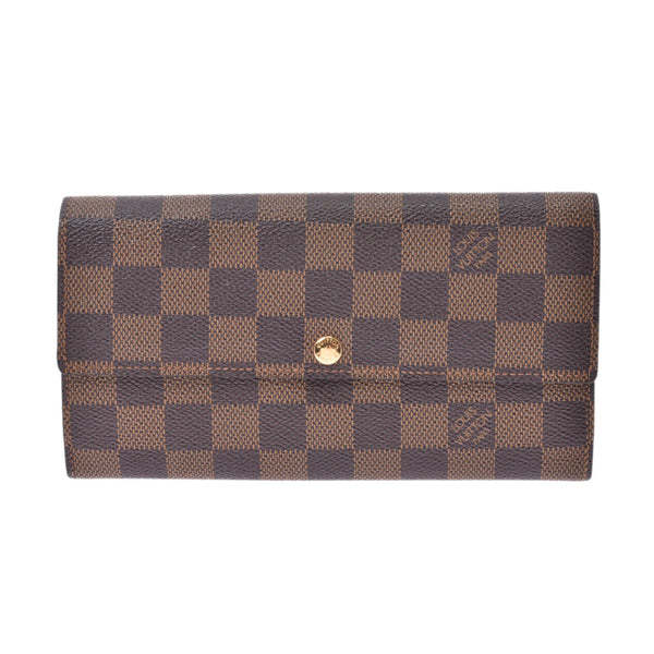 LOUIS VUITTON Louis Vuitton Damier Portofeuille Sarah Old Brown N61724 Unisex Damier Canvas Long Wallet B Rank Used Ginzo