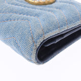 GUCCI Gucci GG Marmont compact wallet Blue 466492 Ladies denim, folding, two, wallet, wallet, B rank used, used silver.