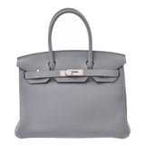 HERMES爱马仕Birkin 30 Grimet银色硬件X刻花（2016年左右）