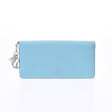 Christian Dior Light blue/Greyge women's leather wallet B rank used Ginzo