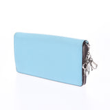 Christian Dior Light blue/Greyge women's leather wallet B rank used Ginzo