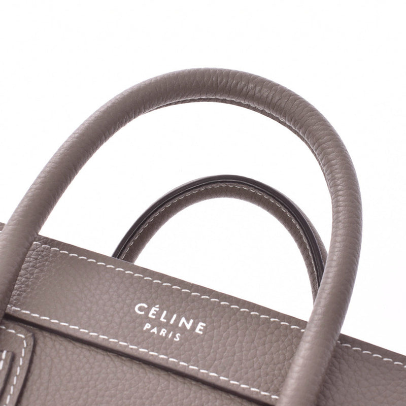 CELINE セリーヌ ラゲージ ナノショッパー グレー レディース カーフ ハンドバッグ Aランク 中古 銀蔵