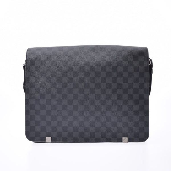 LOUIS VUITTON路易威登Damier Graphite District GM黑色/灰色N41030男士Damier石墨帆布斜挎包A级二手Ginzo