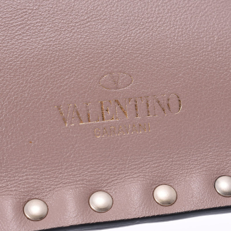 Valentino Valentino,Valentino,Clutchbag,Rock Studs,Pink Beige,Unisex,Ramskin,Second Bag A Rank,Used Silver Studies
