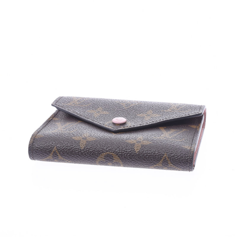 LOUIS VUITTON Louis Vuitton Monogram Portofeuille Victorine Compact Wallet Rose Ballerine M62360 Ladies Monogram Canvas Tri-fold Wallet B Rank Used Ginzo