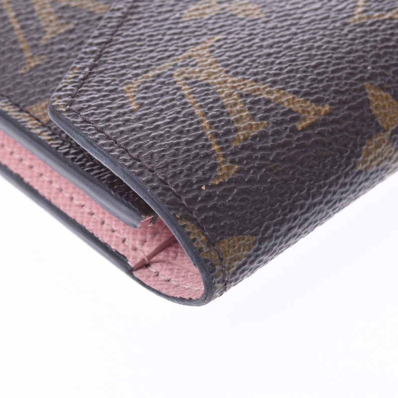 LOUIS VUITTON Louis Vuitton Monogram Portofeuille Victorine Compact Wallet Rose Ballerine M62360 Ladies Monogram Canvas Tri-fold Wallet B Rank Used Ginzo