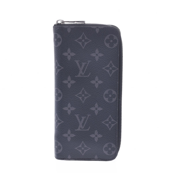 LOUIS VUITTON Louis Vuitton Monogram Eclipse Gypsy Wallet Vertical Black/Grey M62295 Men's Monogram Eclipse Canvas Long Wallet AB Rank Used Ginzo