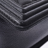 CHANEL シャネル ボーイシャネル チェーンショルダーバッグ 黒 シルバー金具 レディース キャビアスキン ショルダーバッグ Bランク 中古 銀蔵