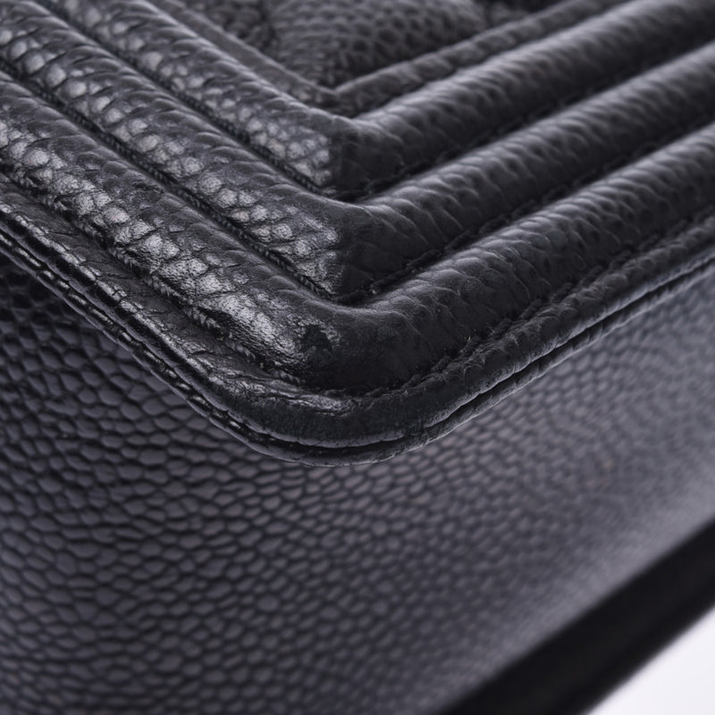 CHANEL シャネル ボーイシャネル チェーンショルダーバッグ 黒 シルバー金具 レディース キャビアスキン ショルダーバッグ Bランク 中古 銀蔵