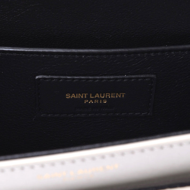 SAINT LAURENT Saint Laurent LE61 ivory gold metal fittings ladies calf shoulder bag Shindo used Ginzo
