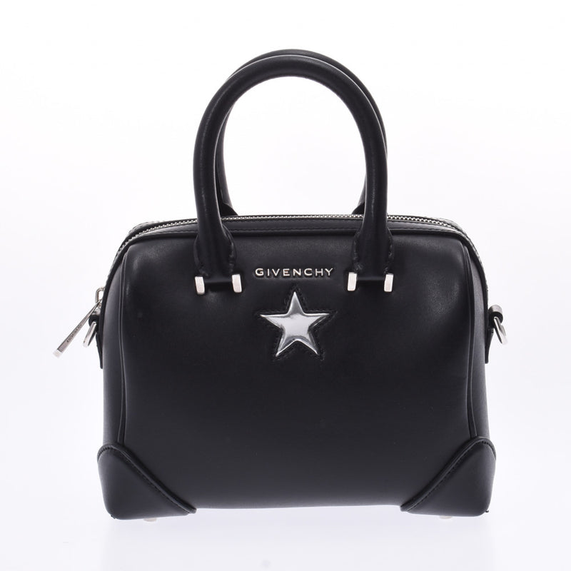 GIVENCHY Givenchy Boston type star motif 2WAY bag black silver metal fittings ladies leather handbag AB rank used silver warehouse