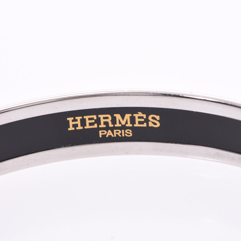 HERMES Hermes Emaille PM Floral Black/White/Blue Unisex Shichihoyaki/SV Bangle AB Rank Used Ginzo