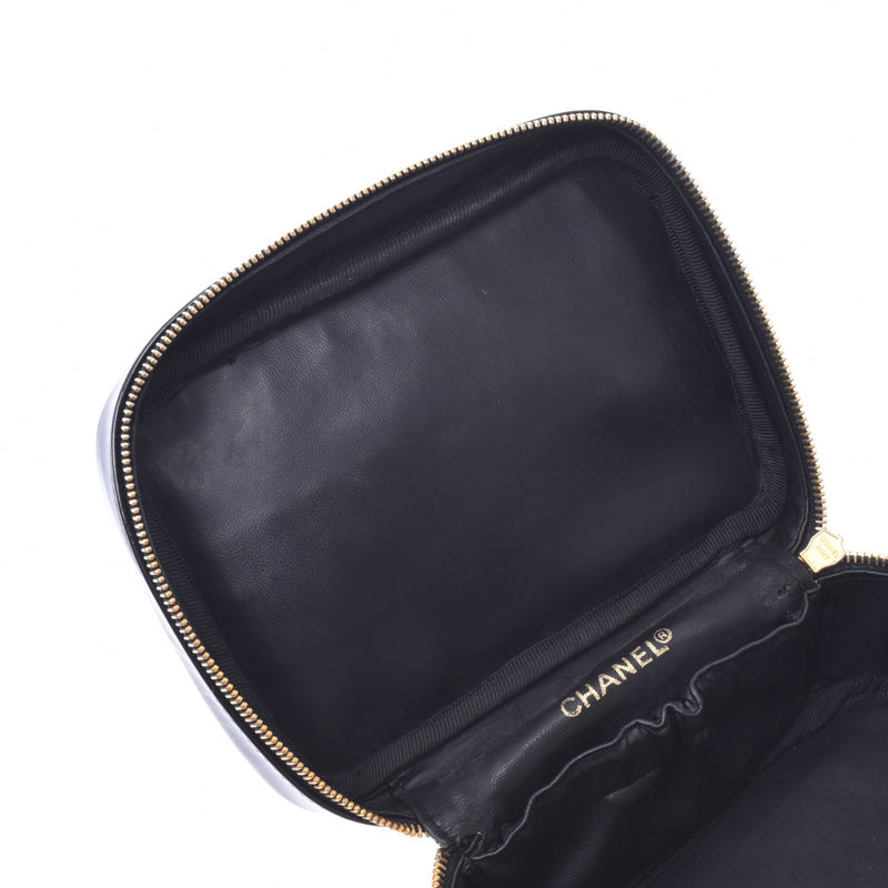 CHANEL Chanel, horizontal, bag, black gold, gold, lediers, enamel, handbag, B-rank, used silver storehouse.