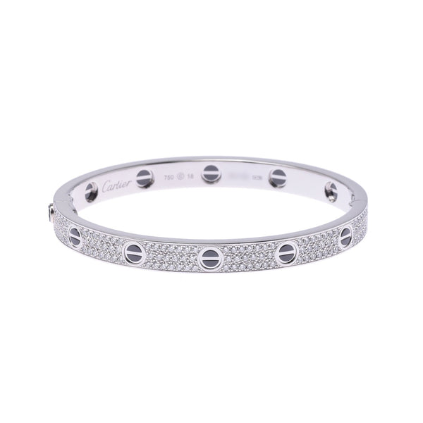 CARTIER Love Bracelet Pave Diamond #18 Unisex K18WG/Ceramic Bracelet A Rank Used Ginzo
