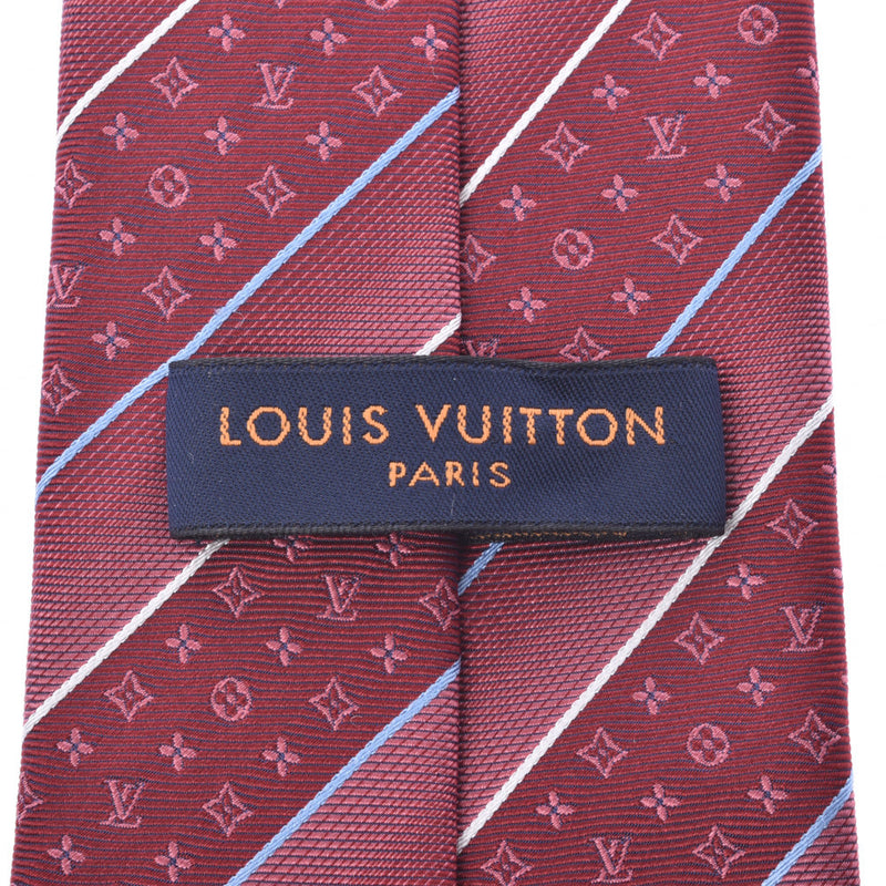 LOUIS VUITTON ルイヴィトン クラヴィット モノグラム レイヤーズ ボルドー/水色/白 M70959 メンズ シルク100% ネクタイ 未使用 銀蔵