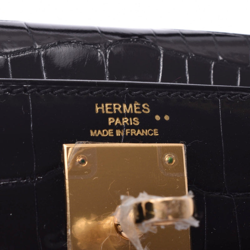 HERMES Hermes Kelly 28 outside sewing 2WAY bag black gold metal fittings □ Q carved seal (about 2013) レディースニロティカスハンドバッグ-free silver storehouse