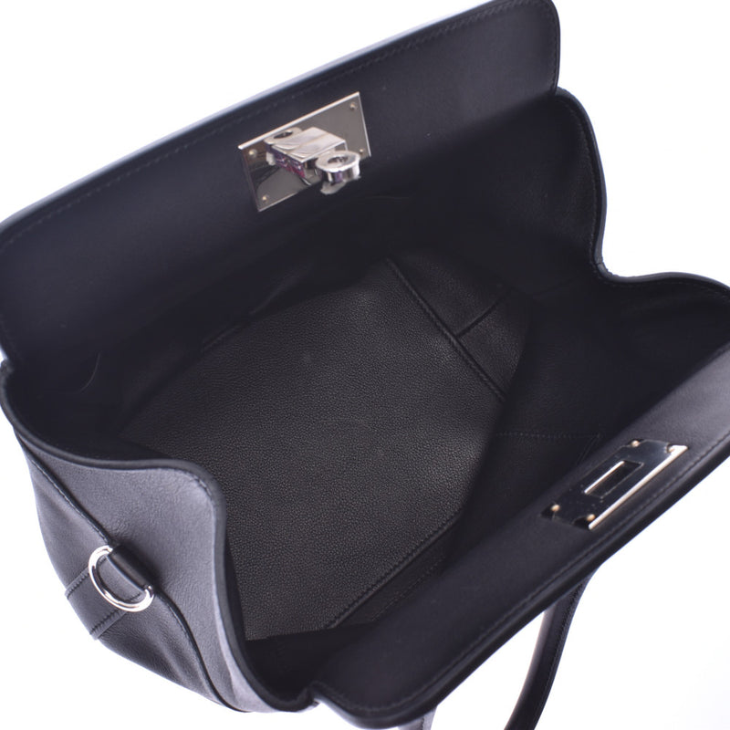 HERMES tool box 20 2WAY bag black silver metal fittings □N engraved (around 2010) Ladies Vaud Swift handbag A rank used Ginzo