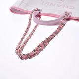 CHANEL Chanel Deauville GM chain tote bag Pink Ladies ' straw canvas shoulder bag a-rank used silver