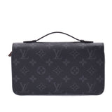 LOUIS VUITTON Louis Vuitton Monogram Eclipse Zippy XL Black/Gray M61698 Unisex Long Wallet New Silver