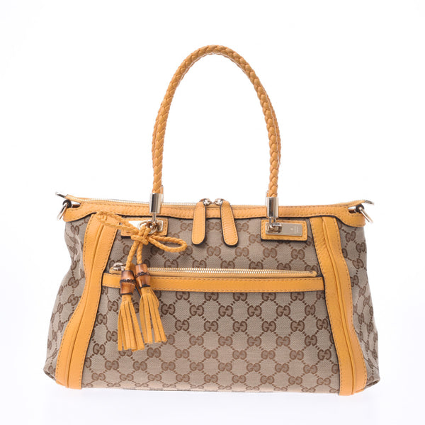 GUCCI Gucci GG canvas Bella bangle 2WAY bag beige/yellow 282300 Womens canvas / calf handbags a rank used silver