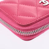 CHANEL Mattelasse coin purse pink silver metal fittings ladies lambskin coin case B rank used silver warehouse