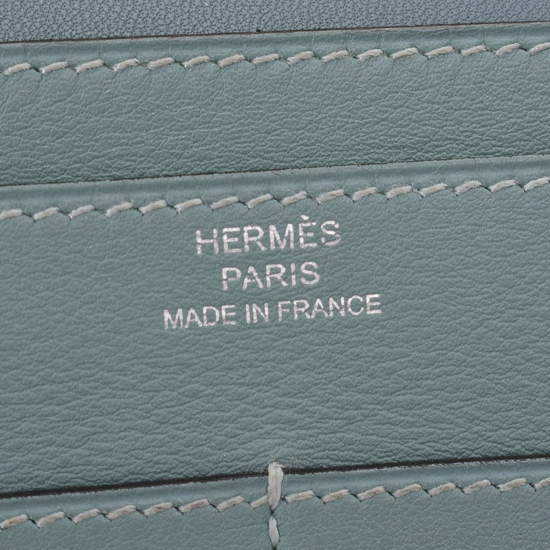 HERMES エルメス ドゴンGM シエル シルバー金具 □L刻印(2008年頃) ユニセックス ヴォースイフト 長財布 Bランク 中古 銀蔵