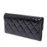 CHANEL Chanel matrasso brilliant black silver metal fittings ladies enamel long wallets B-rank second-hand silver