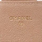 CHANEL Chanel classical music fastener long wallet metallic beige gold metal fittings Lady's software caviar skin long wallet-free silver storehouse