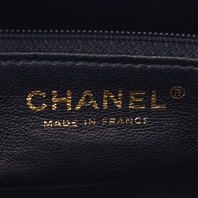 CHANEL Chanel, reprinted, black gold, black gold, silver, cavyskin, tot, bag, B, used, silver.
