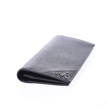 PRADA Prada long wallet black silver metal fittings メンズサフィアーノ folio wallet newly used goods silver storehouse