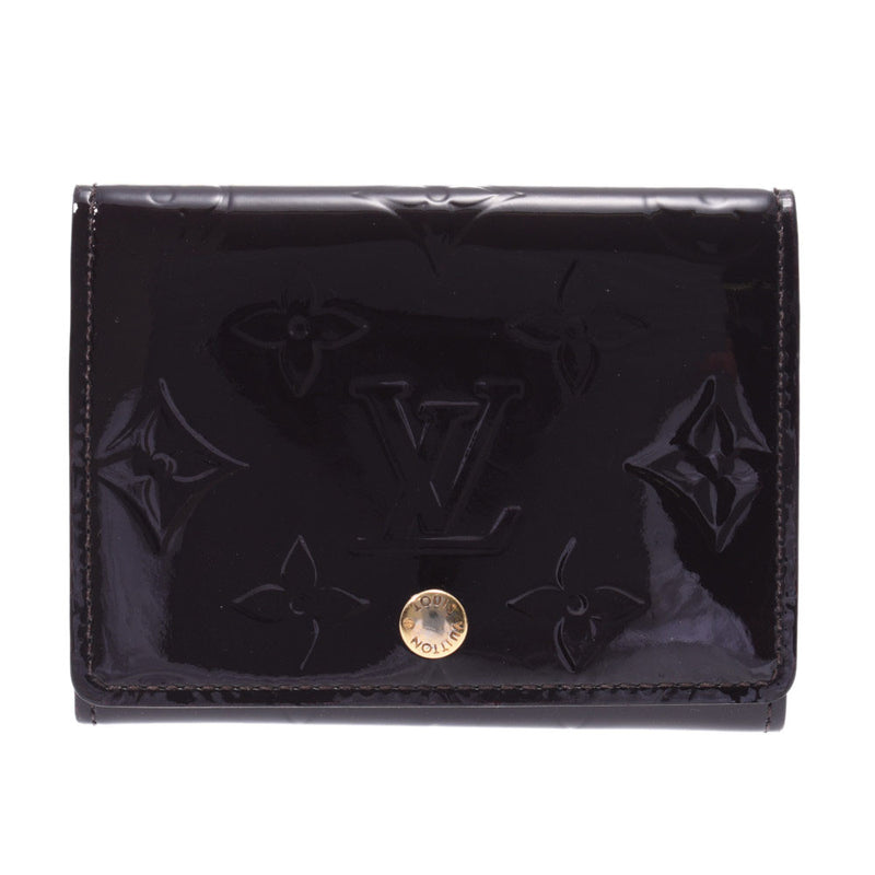 LOUIS VUITTON Louis Vuitton Verni Envelop cult de Vigitte business card holder Amarant M91409 unisex card case B rank used silver warehouse