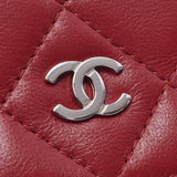 CHANEL Chanel matelasse wallet red silver metal fittings Lady's lambskin chain wallet A rank used silver storehouse