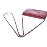 CHANEL Chanel matelasse wallet red silver metal fittings Lady's lambskin chain wallet A rank used silver storehouse