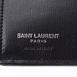 SAINT LAURENT サンローラン コンパクトウォレット 黒 シルバー金具 ユニセックス レザー 二つ折り財布 新同 中古 銀蔵