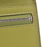 HERMES Hermes béan classic two long wallet anise green silver metal 金具 J engraved (circa 2006) unisex ostrich long wallet AB rank second-hand silver