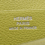 HERMES Hermes béan classic two long wallet anise green silver metal 金具 J engraved (circa 2006) unisex ostrich long wallet AB rank second-hand silver