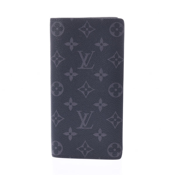 LOUIS VUITTON Louis Vuitton Monogram Eclipse Portofeuil Broza Black/Gray M61697 Men's Long Wallet A Rank Used Ginzo