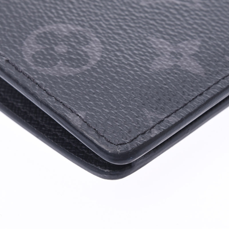 LOUIS VUITTON Louis Vuitton Monogram Eclipse Portofeuil Broza Black/Gray M61697 Men's Long Wallet A Rank Used Ginzo