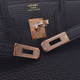 HERMES Hermes Birkin 25 Black Rose Gold Hardware D Engraved (around 2019) Ladies Togo Handbag New Ginzo