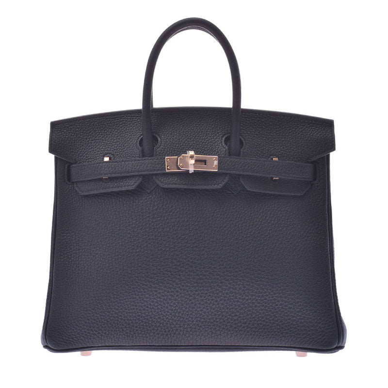 HERMES Hermes Birkin 25 Black Rose Gold Hardware D Engraved (around 2019) Ladies Togo Handbag New Ginzo