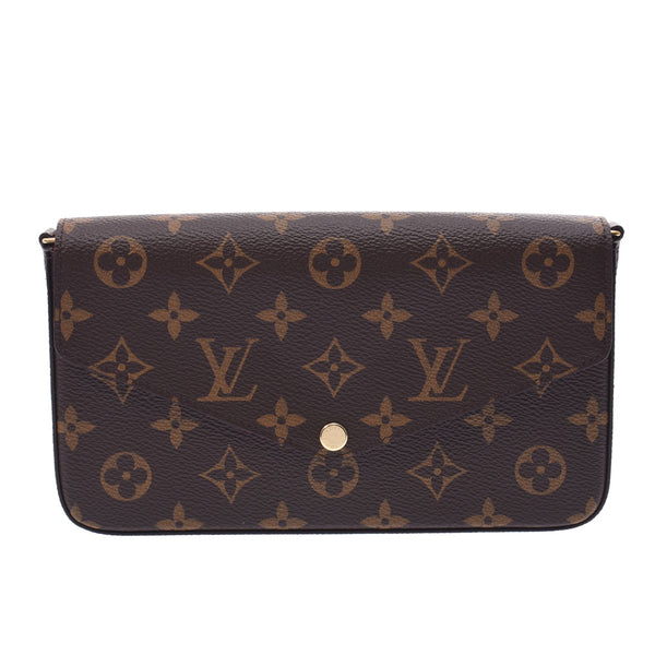 LOUIS VUITTON Louis Vuitton Monogram Pochette Felicy Shoulder Bag Brown M61276 Women's Chain Wallet New Ginzo