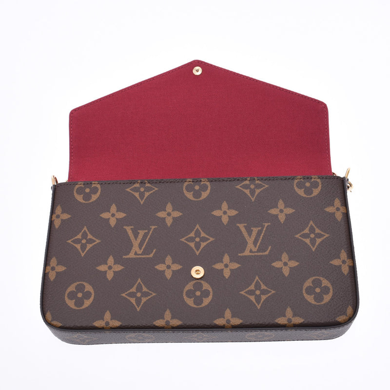 LOUIS VUITTON路易威登Monogram Pochette Felicy单肩包棕色M61276女士链式钱包新Ginzo