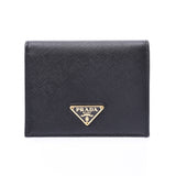 PRADA Prada compact wallet black 1MV204 レディースサフィアーノ folio wallet newly used goods silver storehouse