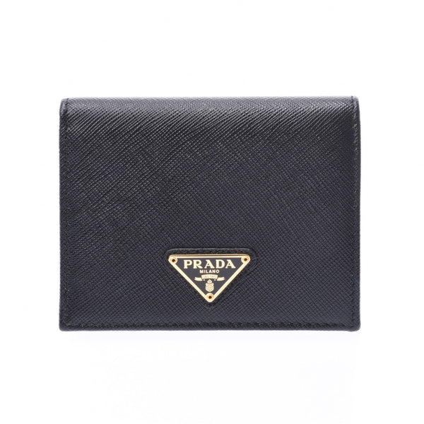 PRADA Prada compact wallet black 1MV204 レディースサフィアーノ folio wallet newly used goods silver storehouse