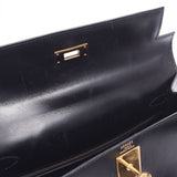 HERMES Hermes Kelly 28 outside sewing black ○ Q carved seal (about 1987) Lady's BOX calf handbag B rank used silver storehouse