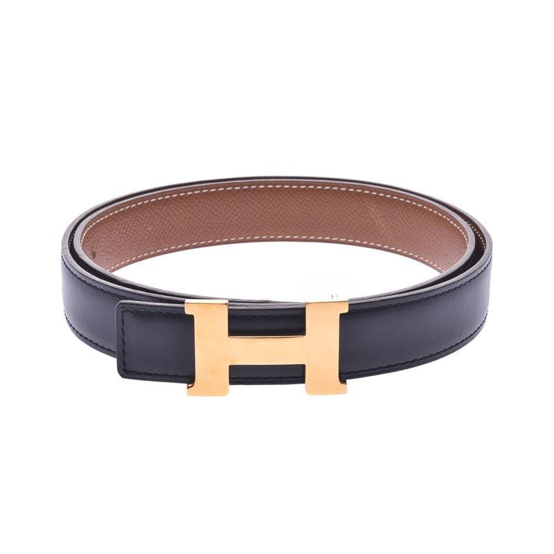 Hermes h belt 76cm Black / gold gold metal fittings belt Z